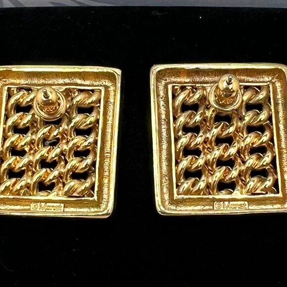 Monet Square Framed Chain Link Earrings - Picture 5 of 5